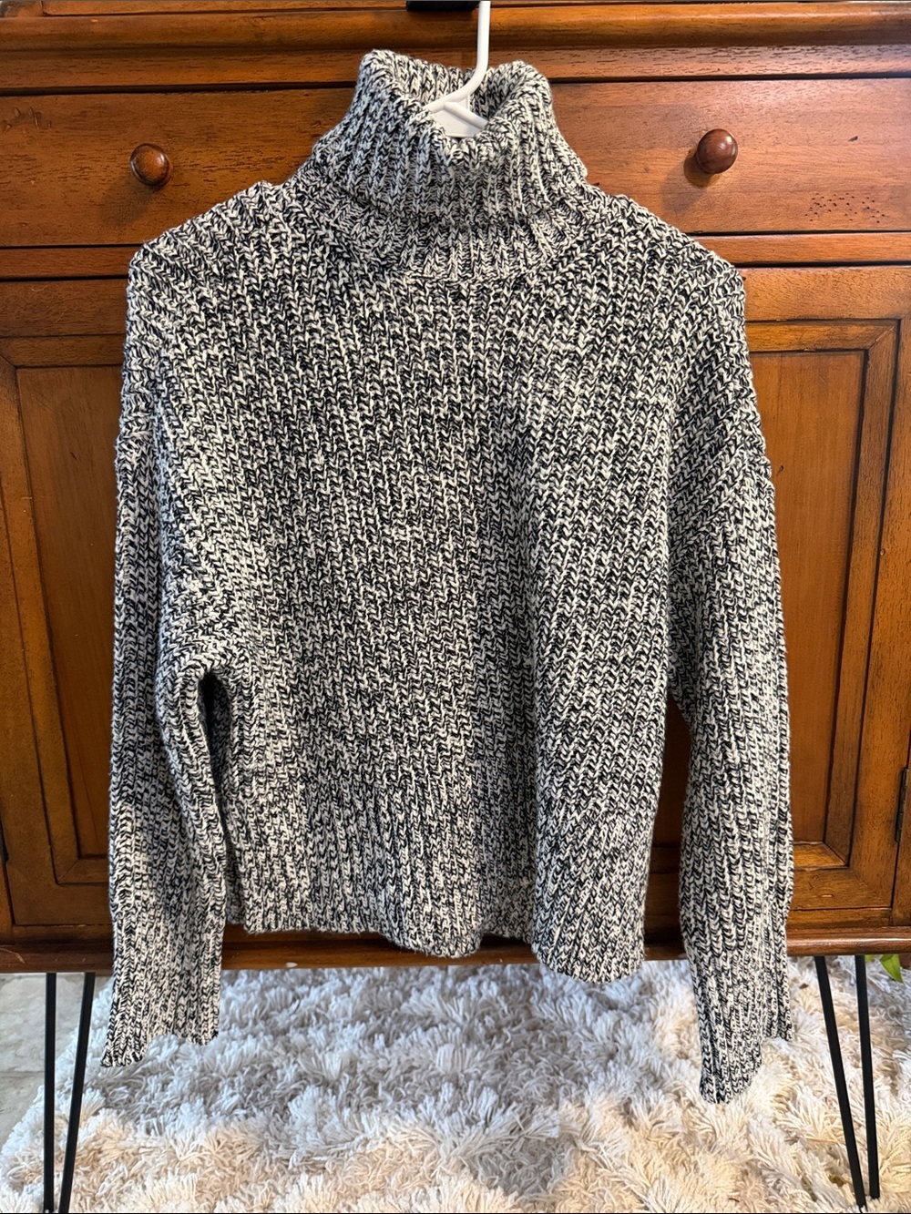 Madewell Marled Black & White Turtleneck Sweater